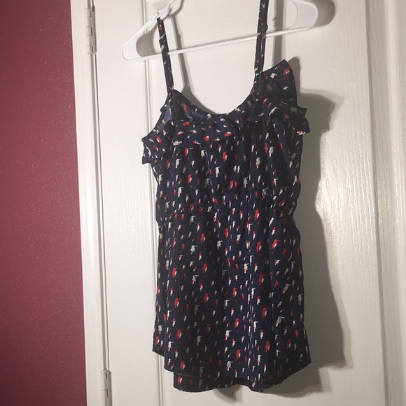 MNG by Mango blue top with red/white birds - Picture 2 of 3